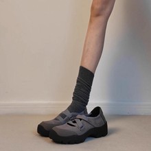羊皮版~复古魔术贴圆头玛丽珍鞋子女浅口粗跟单鞋厚底休闲运动鞋
