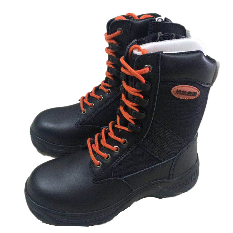 厂家批发牛皮消防抢险救援靴防砸防刺穿绝缘消防员安全灭火防护靴