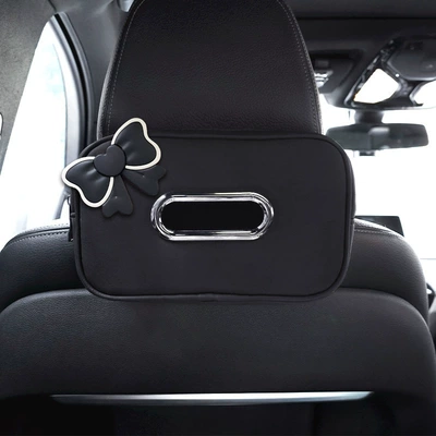 box car leather paper, Car tissue box/set - a-pack-black-tissue-box-black-bow