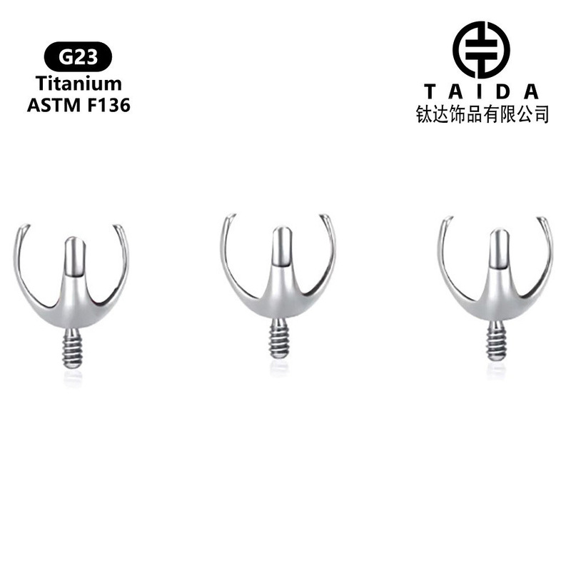 G23 Titanium Alloy Three-Prong Hollow Base with Internal Thread Opal Holder F136 Tongue Stud Ear Stud Lip Stud Piercing Jewelry Accessories Wholesale G23 Titanium Alloy Three-Prong Hollow Base with Internal Thread Opal Holder F136 Tongue Stud Ear Stud Lip Stud Piercing Jewelry Accessories Wholesale