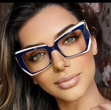 W 52408 Retro Color Block Cat Eye Glasses ����ײɫ�۾�