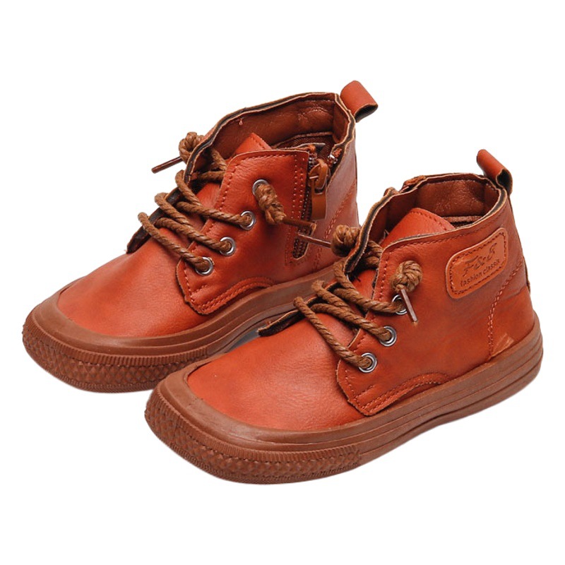 9 Yuan for a Pair Factory to Send Welfare Kidsren's Casual Shoes Boys' Second Cotton Short Boots Students' Square Leather Shoes for Middle and Large Kidsren