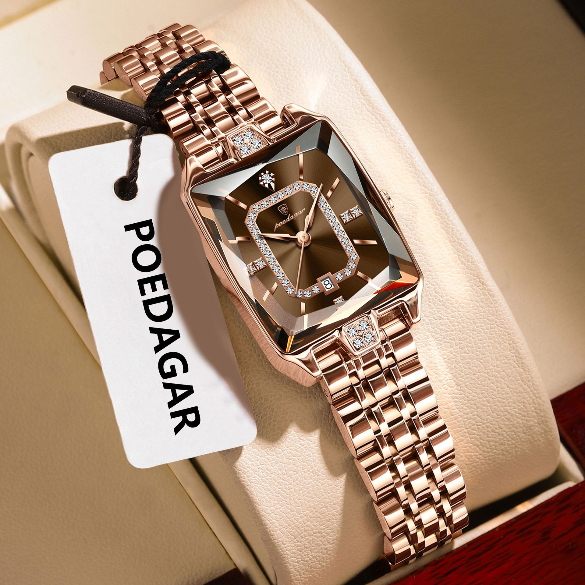 785 rose gold brown face steel belt