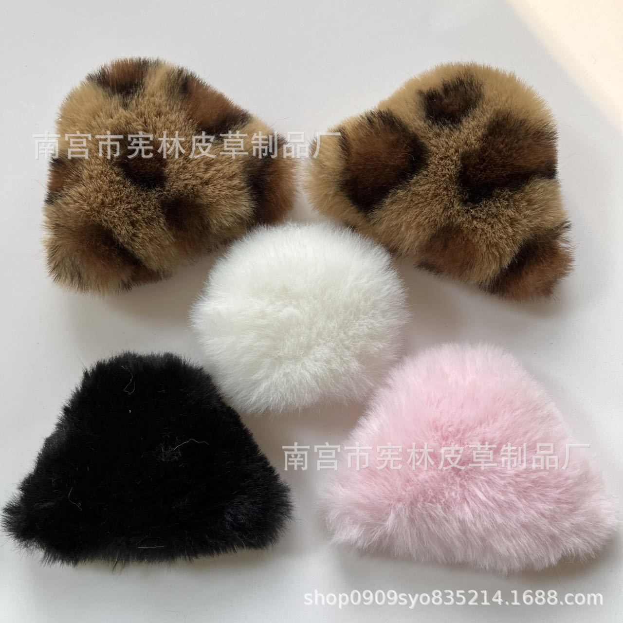 网红毛绒耳朵发饰 小熊耳朵发夹配饰纯手工 diy头饰 半成品定志