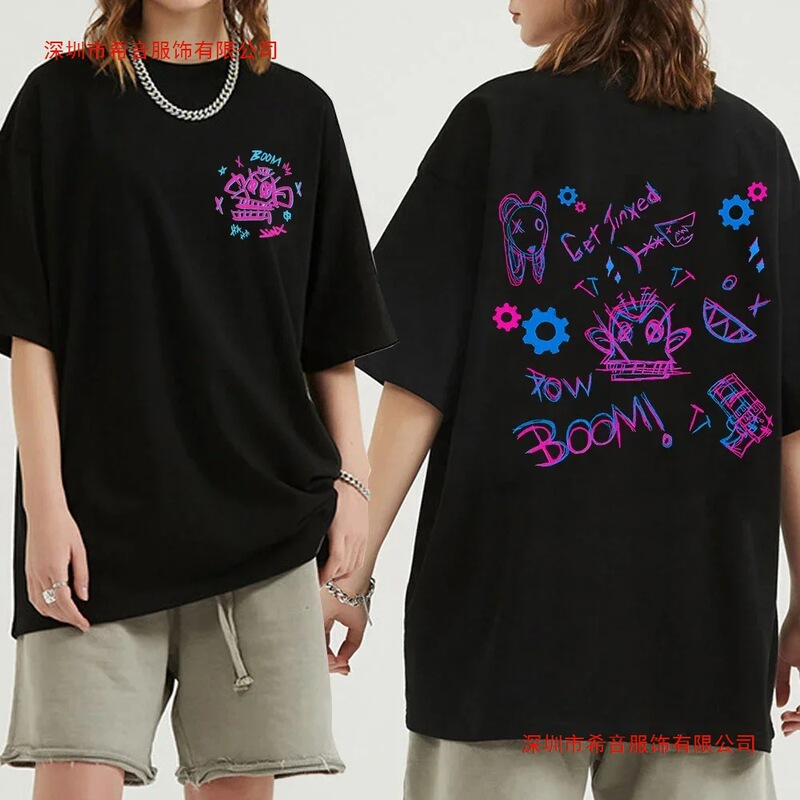 Mysterious Jinx T-Shirt, Fashionable, Fun, and Cute Anime Rabbit and Monkey T-Shirt, Suitable for Both Men and Women, for Summer Sports and Jogging