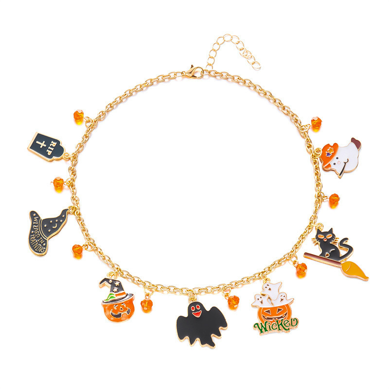 クロスボーダーネックレス卸売新しいハロウィンアクセサリーニッチハイエンドジュエリー鎖骨チェーンレディースペンダントライト高級ネックレス|undefined