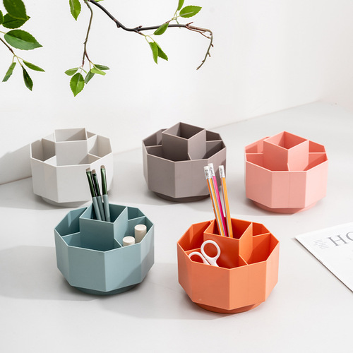 Pen holder rotating desktop stationery storage box office creative pen box student storage box cosmetics sundry storage
