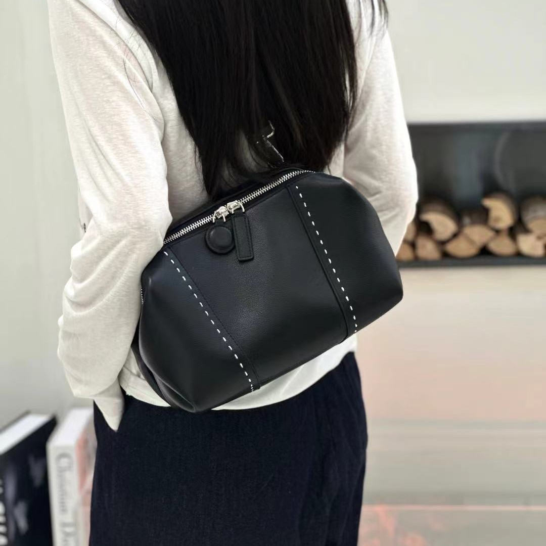 Boston Genuine Leather Women's Bag 2025 New Fashion Commuter Shoulder Crossbody Bag Top Grain Cowhide Pebbled Leather Casual Bag