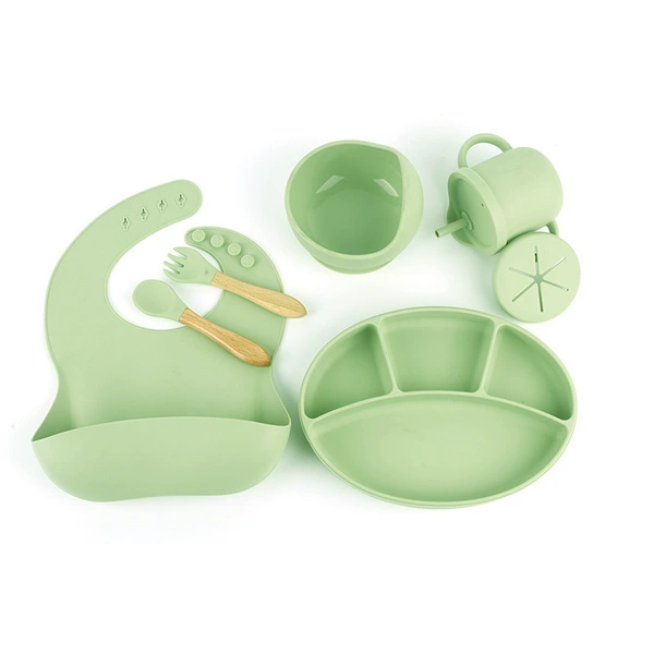 Set, bib, dinner plate, fork, spoon, 7 pieces