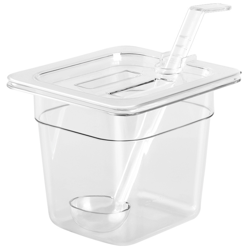 加厚PC份数盆果酱盒塑料透明珍珠椰果调料盒带盖奶茶专用翻盖