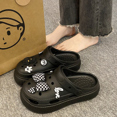 洞洞鞋女款夏季外穿2023新款厚底護士沙灘踩屎感包頭半涼拖鞋秋天