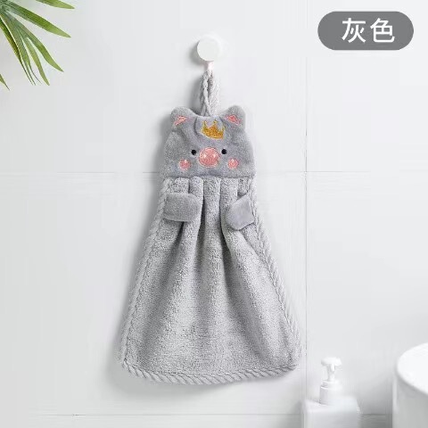 珊瑚绒卡通擦手挂式擦手巾新款宝宝大鹅企鹅小猪擦手巾挂式巾|undefined