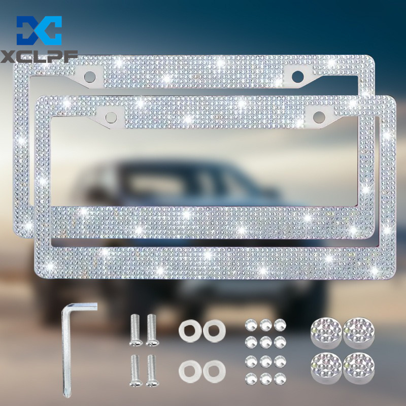 American, Canadian and Mexican Universal Diamond License Plate Frames, Three Styles of Plastic Acrylic Diamond License Plate Frames
