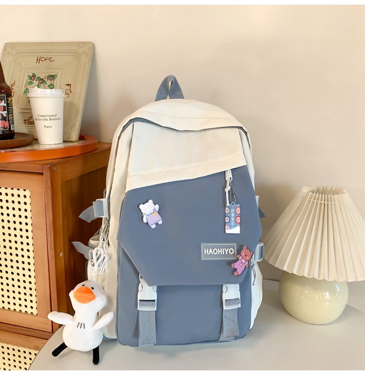 Simple, large-capacity, high-appearance-level college student schoolbag, female high school student computer backpack, niche Haraju-style male backpack undefined