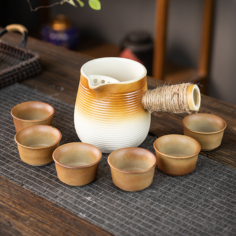 Teapot Set for Indoor Use with a Clay Pot for Brewing Tea, Suitable for Making Roasted Milk Tea, with Teacups and a Tea Stove That Can Be Used for Dry Burning