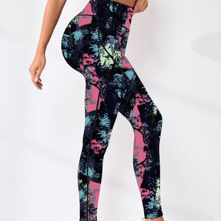 Cross-border European and American Explosions Printed High Waist Soft and Comfortable Skin-friendly Fashion Fitness Body Sports Yoga Pants