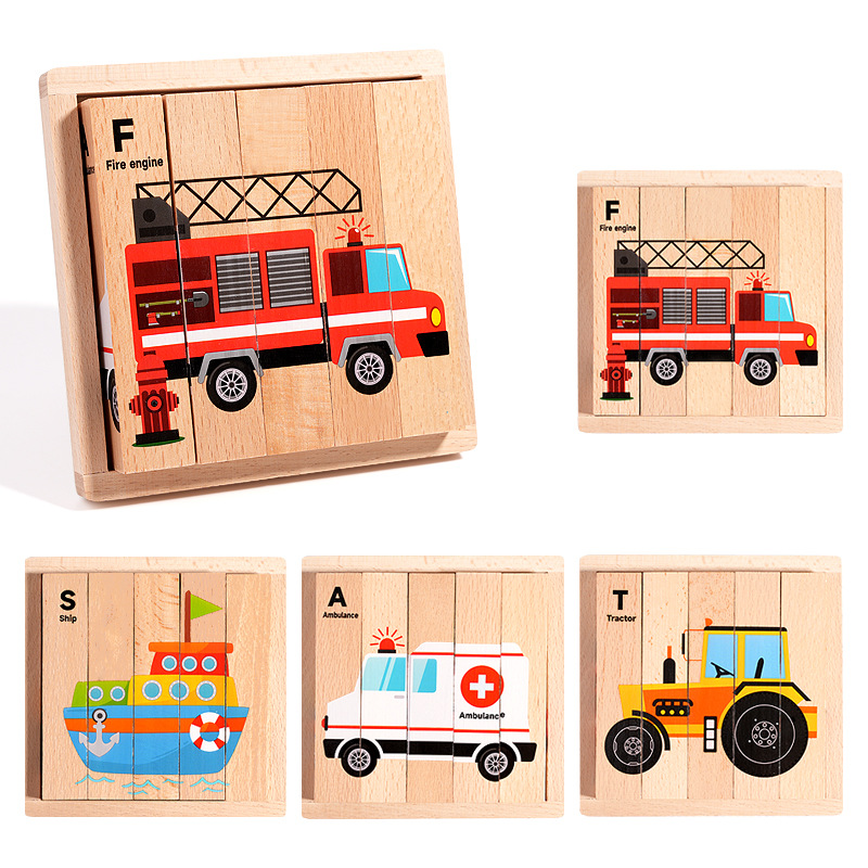 Educación infantil infantil puzzle de madera estereoscópico puzzle animal panel de cognición animal bebé mano agarra juguetes de madera