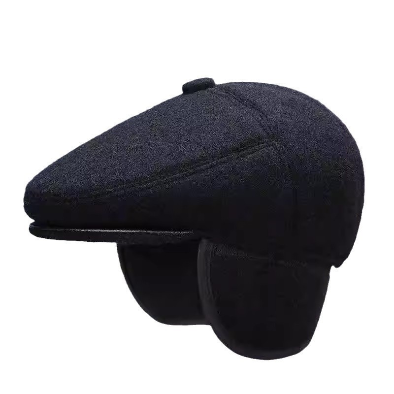 Sombrero hombre de mediana edad abuelo viejo papá otoño invierno protección de orejas caliente frente gorra de lengua de pato gruesa