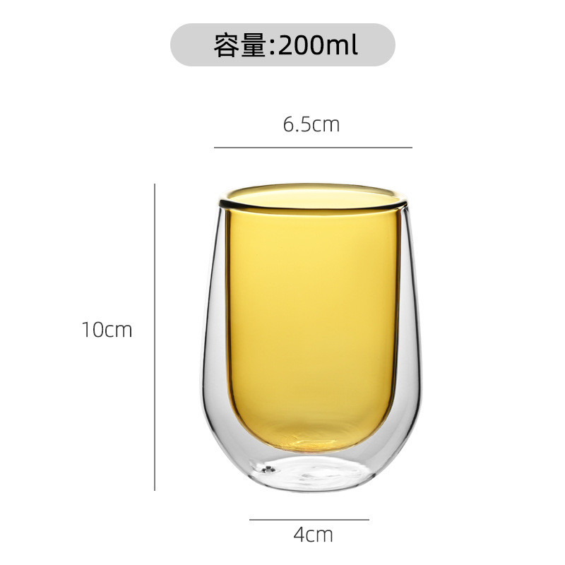 Vaso de vidrio con alto contenido de borosilicato al por mayor, taza de doble capa, taza de agua de vidrio transparente con aislamiento térmico, taza de leche para el hogar, taza de café de vidrio