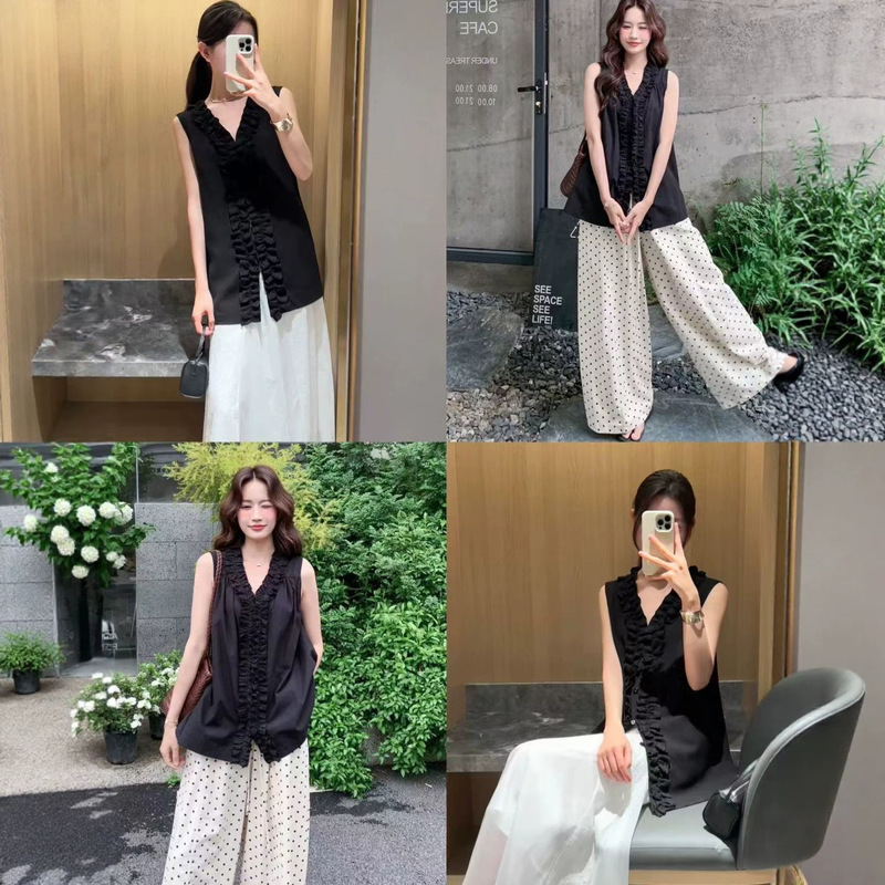 Zhongmuzhie Niche Design Double-Sided Petal Collar Shirt Top Zhongmuzhie Niche Design Double-Sided Petal Collar Shirt Top