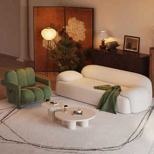 Cream Style Sofa Living Room Small Apartment Internet Celebrity Special-Shaped Straight Row Beauty Salon Rest Area B&B Hotel Sofa Chair