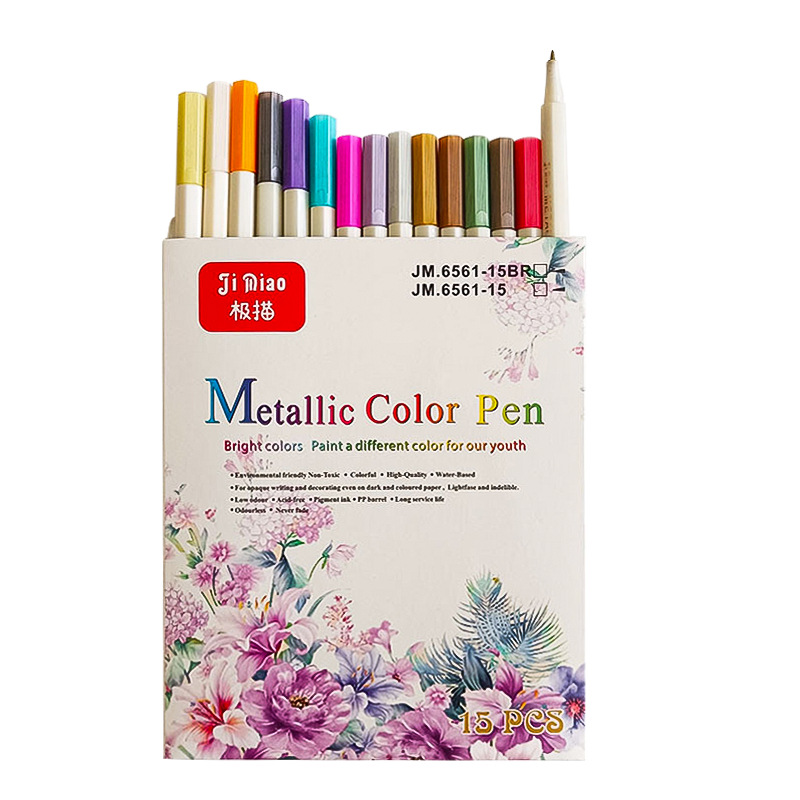 Metal brillante pintura pluma DIY graffiti negro cartón especial pluma de metal álbum pluma flor de cerezo rotulador oro y plata