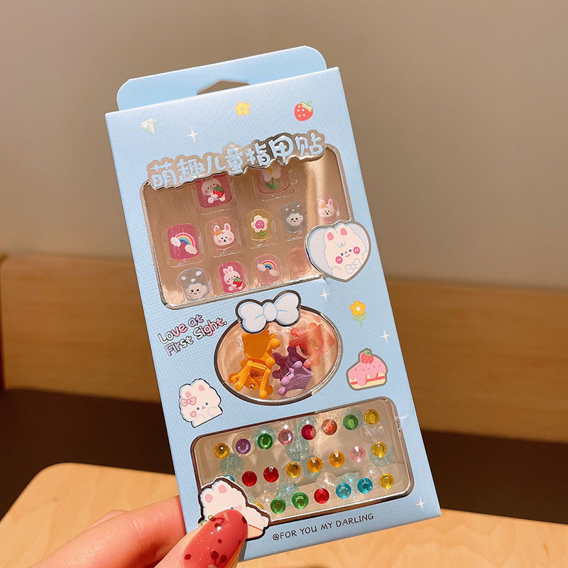 Niños dibujos animados estereoscópicos pegatinas de uñas niñas parches de uñas bebés desmontables impermeables uñas al por mayor