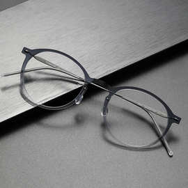 新款眼镜架林德同款伯格6541纯钛大框渐变色无螺丝近视眼镜框架