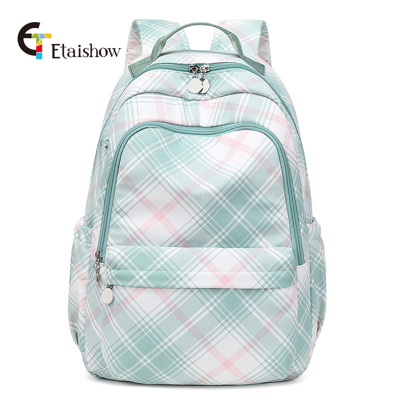 Fábrica al por mayor mochila femenina estudiante de secundaria lindo gato impresión gran capacidad impermeable chica