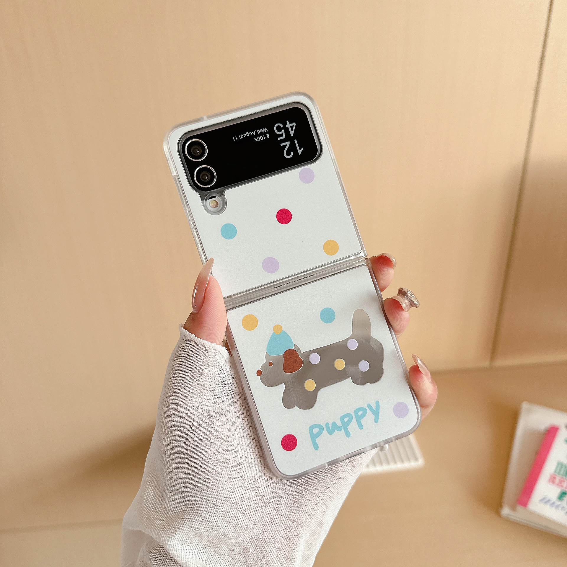 New Mirror Wave Dot Dog Samsung ZFlip6 Generation Folding GalaxyZFlip3/4/5 Generation Phone Case_voghion.com