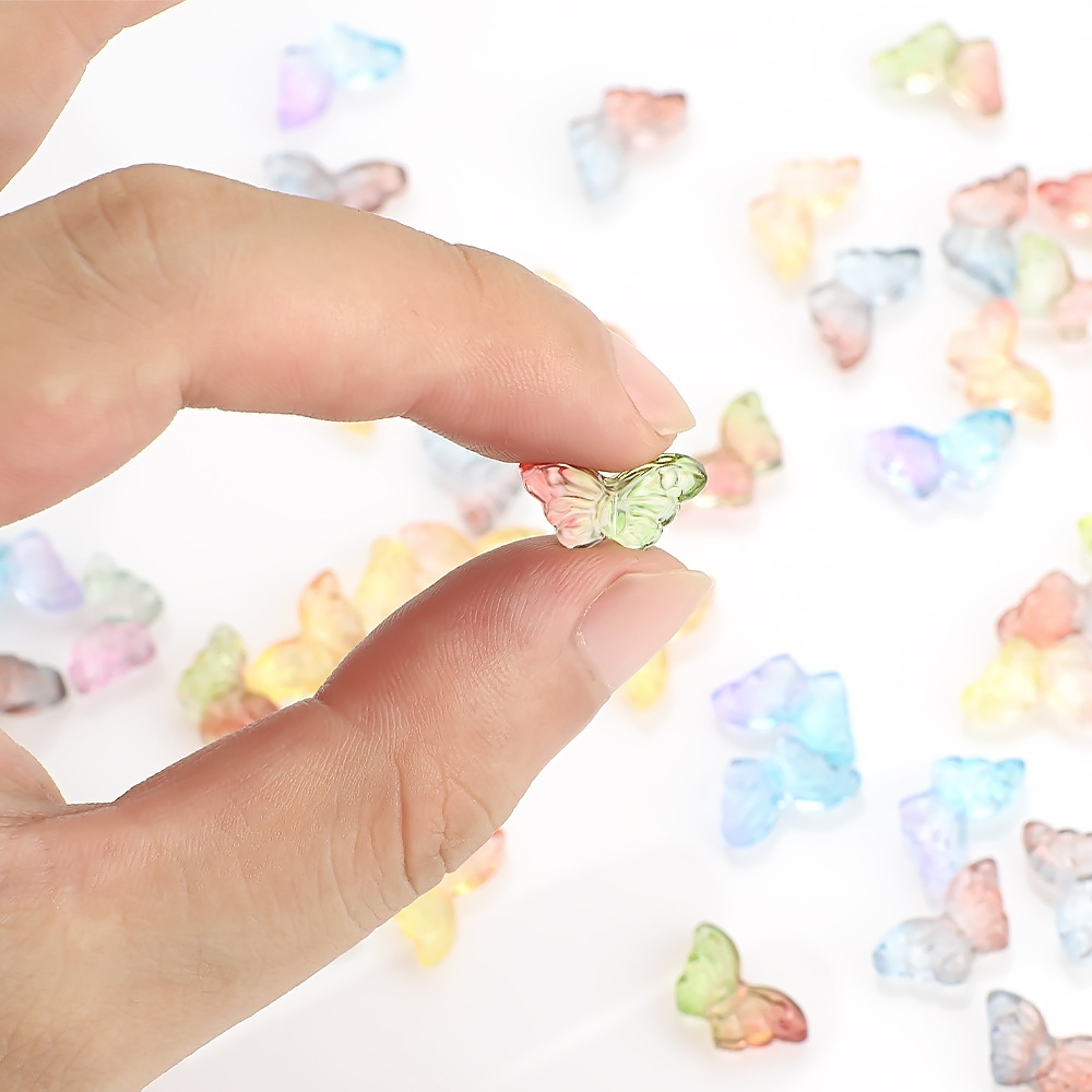 50 PCS/Package 8 * 15mm Hole 1~1.9mm Glass Butterfly Beads display picture 4