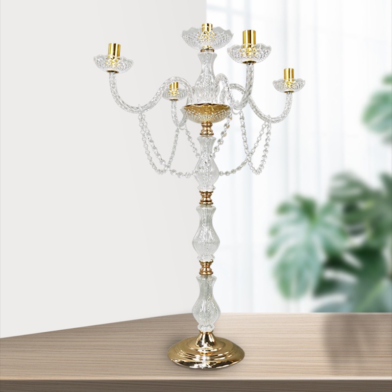 Suministro directo de fábrica de artículos de flores de jade de oro acrílico fino, accesorios de diseño de lugar, accesorios de boda Meichen minimalistas y versátiles