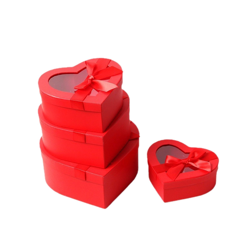 Cuatro piezas de arco en forma de corazón caja de regalo caja de PVC caja de embalaje creativa caja de regalo de lápiz labial encantadora caja de regalo de cumpleaños