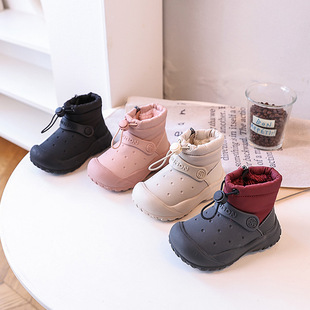 2024 Winter New Boys and Girls Snow Boots fleece-lined Thickened Children's Large Cotton Boots Children's Baby Outdoor Waterproof Boots