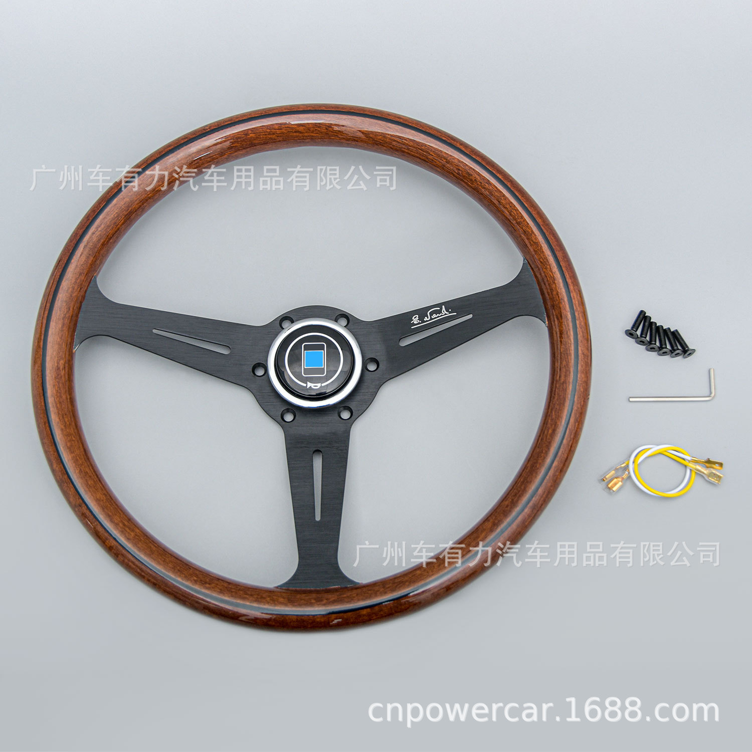 Factory Direct Sales Universal Car Electroplated Steering Wheel 14inch Modified Retro Peach Wood Color Steering Wheel