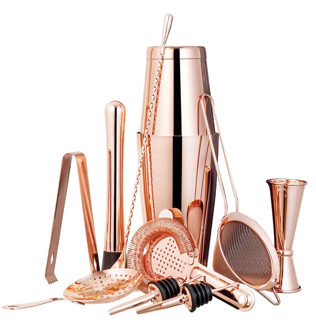 Set de Cóctel Boston de 11 Piezas – Acero Inoxidable, 750ml, Herramientas para Bar, Varios Colores