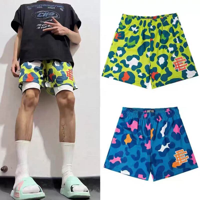 American-Style Basketball Knee-Length Shorts Ee Trendy Brand Pink Leopard Print Men's Summer Sports Quick-Dry Training Pants