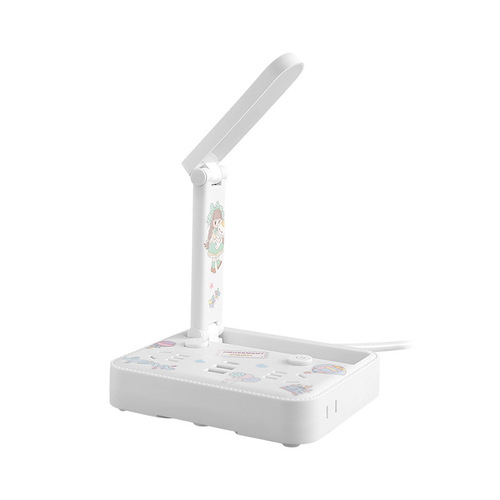 Multifunctional foldable desk lamp power strip with smart voice remote control, multi-port outlet adapter, home desktop USB converter power cord organizer