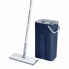 Hand-free washable mop for home, wooden floor scraper bucket, dry and wet two-use flat mop, popular mop