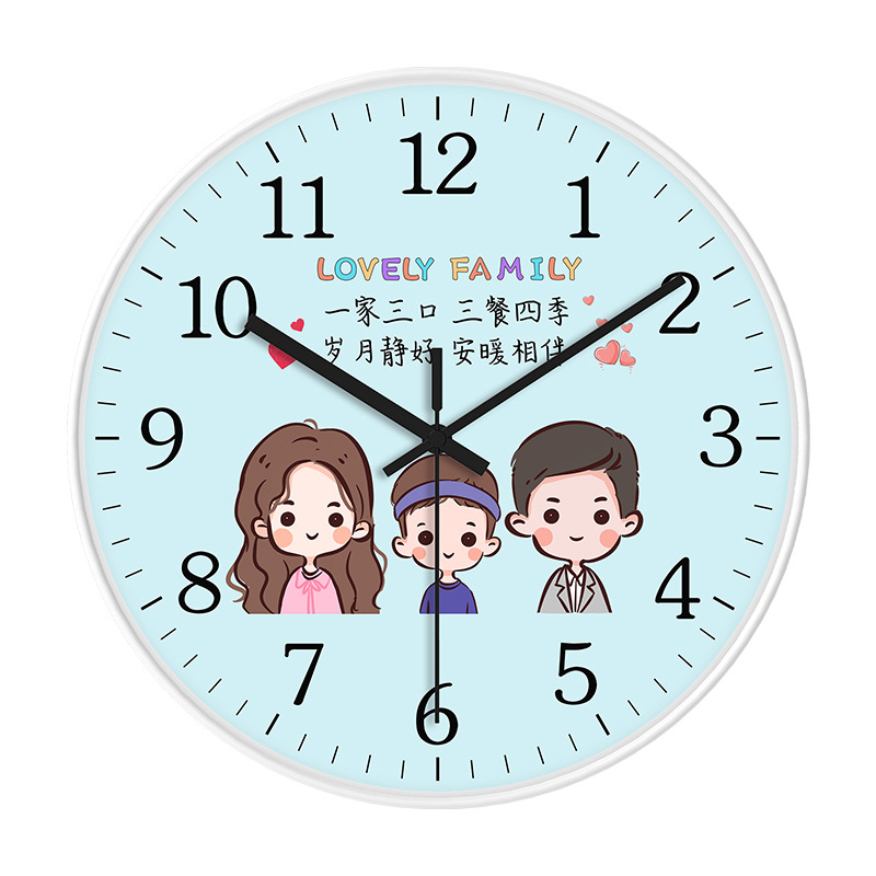 Fábrica personalizada al por mayor de dibujos animados reloj creativo familia simple reloj de pared sala de estar dormitorio pared ponche-entrega gratuita
