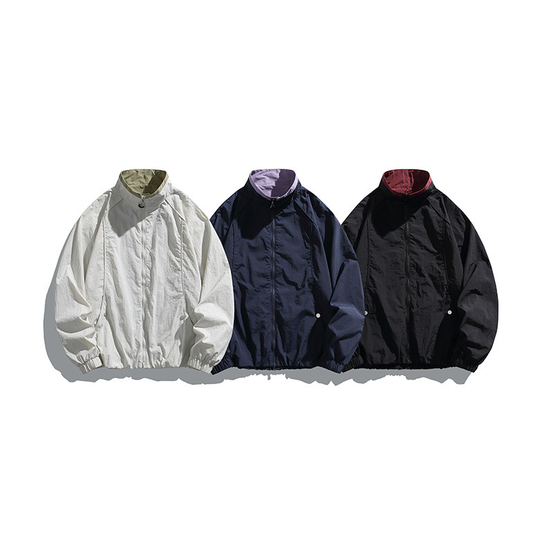 2026 Spring New Style American-Style Patchwork Solid Color Stand-Collar Jacket
