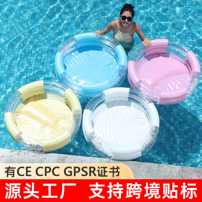 Summer new product: Transparent sequin striped baby ocean ball pool, home-use cartoon round inflatable children's water play pool