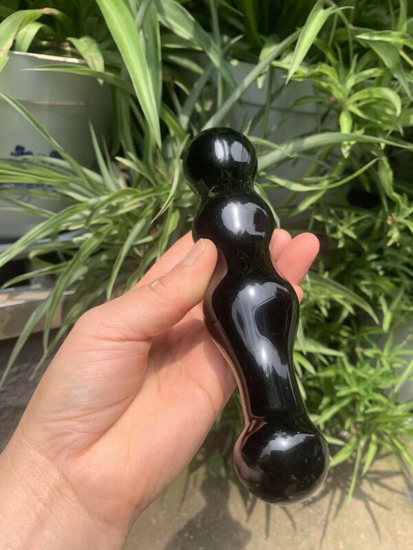 天然水晶黑曜石水晶按摩棒 图 2