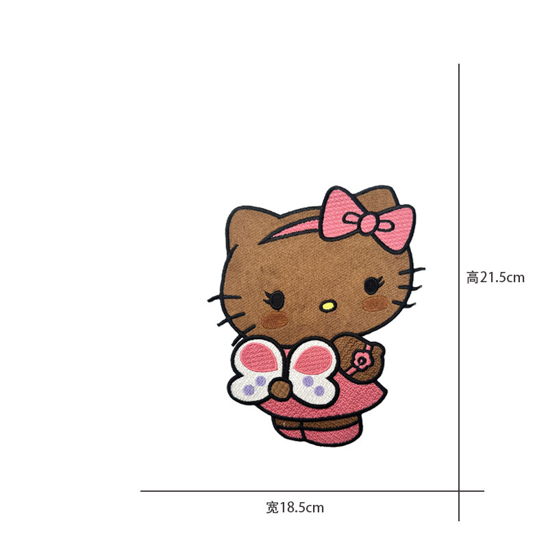 Cartoon al por mayor bordado por computadora kt pegatinas de tela de gato Sanliogou diy pegatinas de parche tejido cesta de ropa adorno accesorios pegatinas