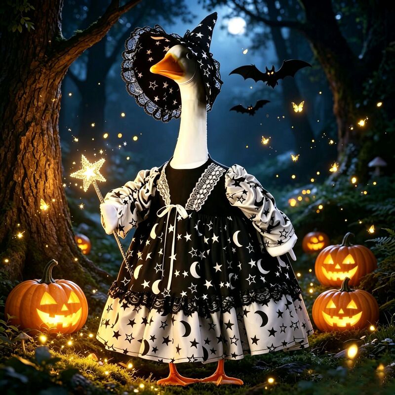 Cross-Border New Halloween Witch Porch Goose Costume 23inch Large White Goose Halloween Dress-Up Decorations