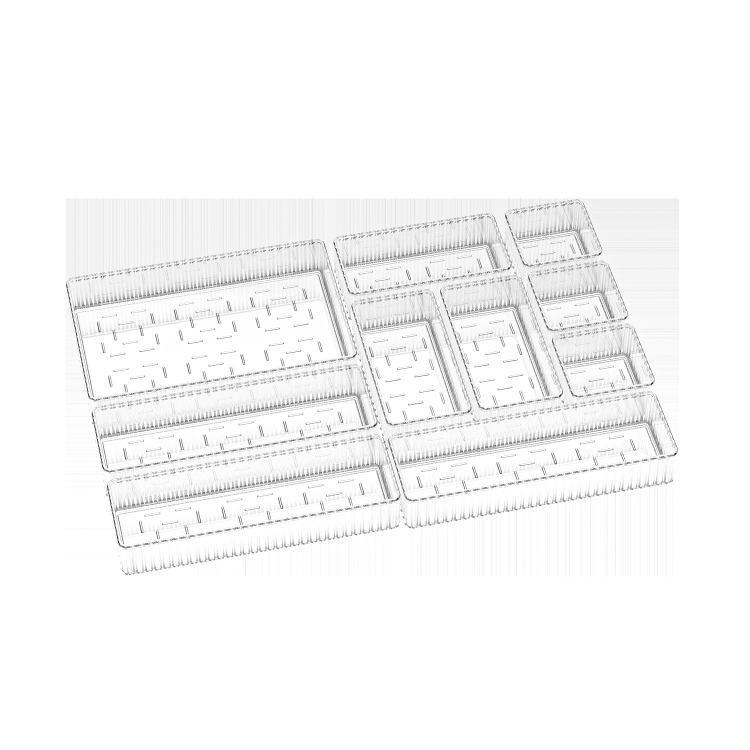 Caja organizadora transparente para cosméticos, productos de cuidado de la piel y perfumes, para lavabo o escritorio, con cajón y estante integrado.