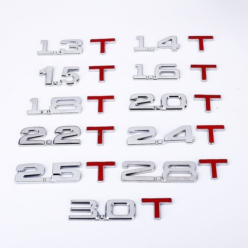 Car 1.8T 2.0T 2.5 Displacement Letter Text Metal 3D Creative Lettering 4WD 1.5T Tail Emblem Sticker_voghion.com