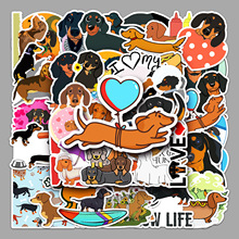 50张腊肠狗涂鸦贴纸卡通可爱动物贴纸DIY滑板手机行李箱贴纸防水