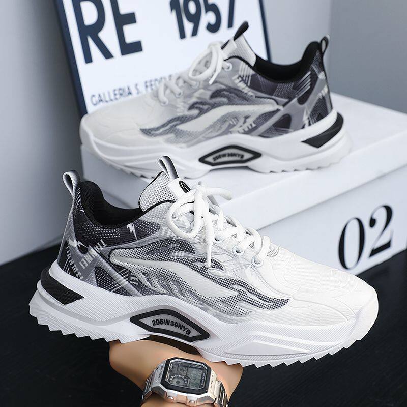 Giày thể thao nam sneaker lưới thoáng khí phối màu, đế thấp 3 cm — 3529 xanh da trời, 3529 đen trắng