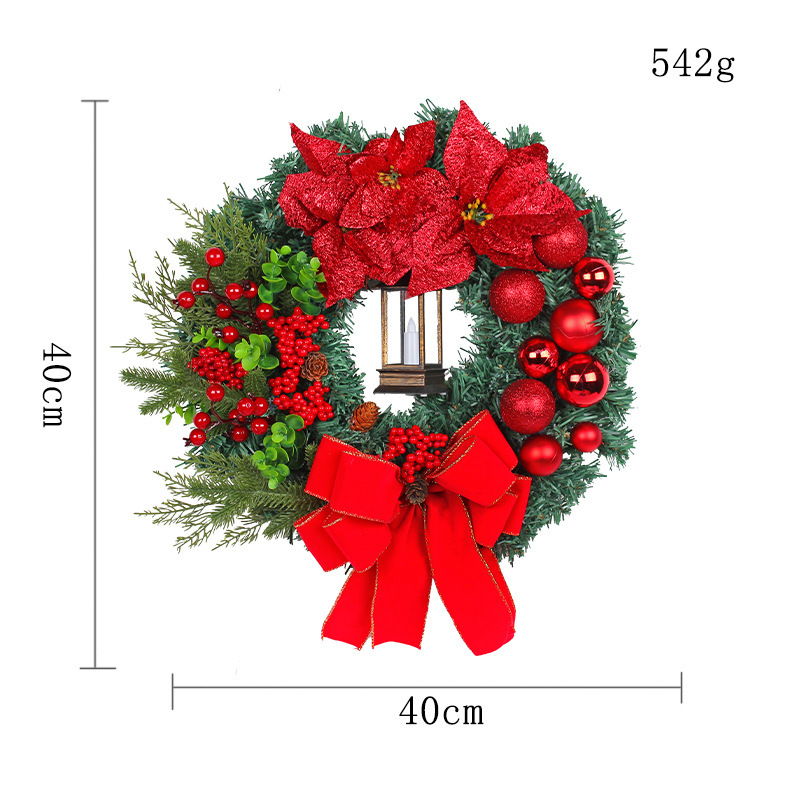 香港の恋クロスボーダークリスマスの装飾品クリスマスのイルミネーションは赤い花の家の前のドアの装飾のシーンの花輪を持ちます。|undefined